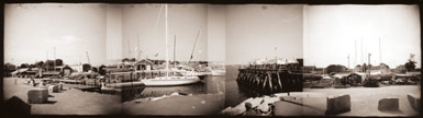 Collage of images made while standing on the Rockland Ferry pier